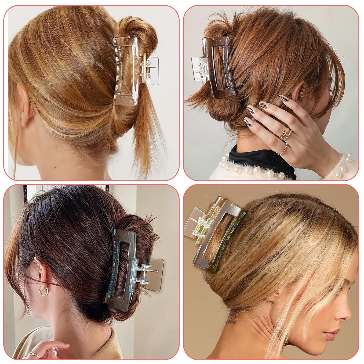 36 Pcs Medium Hair Claw Clips, 3.35 Inch Rectangle Claw Clips for Thick and Thin Hair Square Hairs Clip for Women, Matte Nonslip Hairclip Banana Jaw Clip Hairs Accessories for Girls (36 Colors) - Image 7