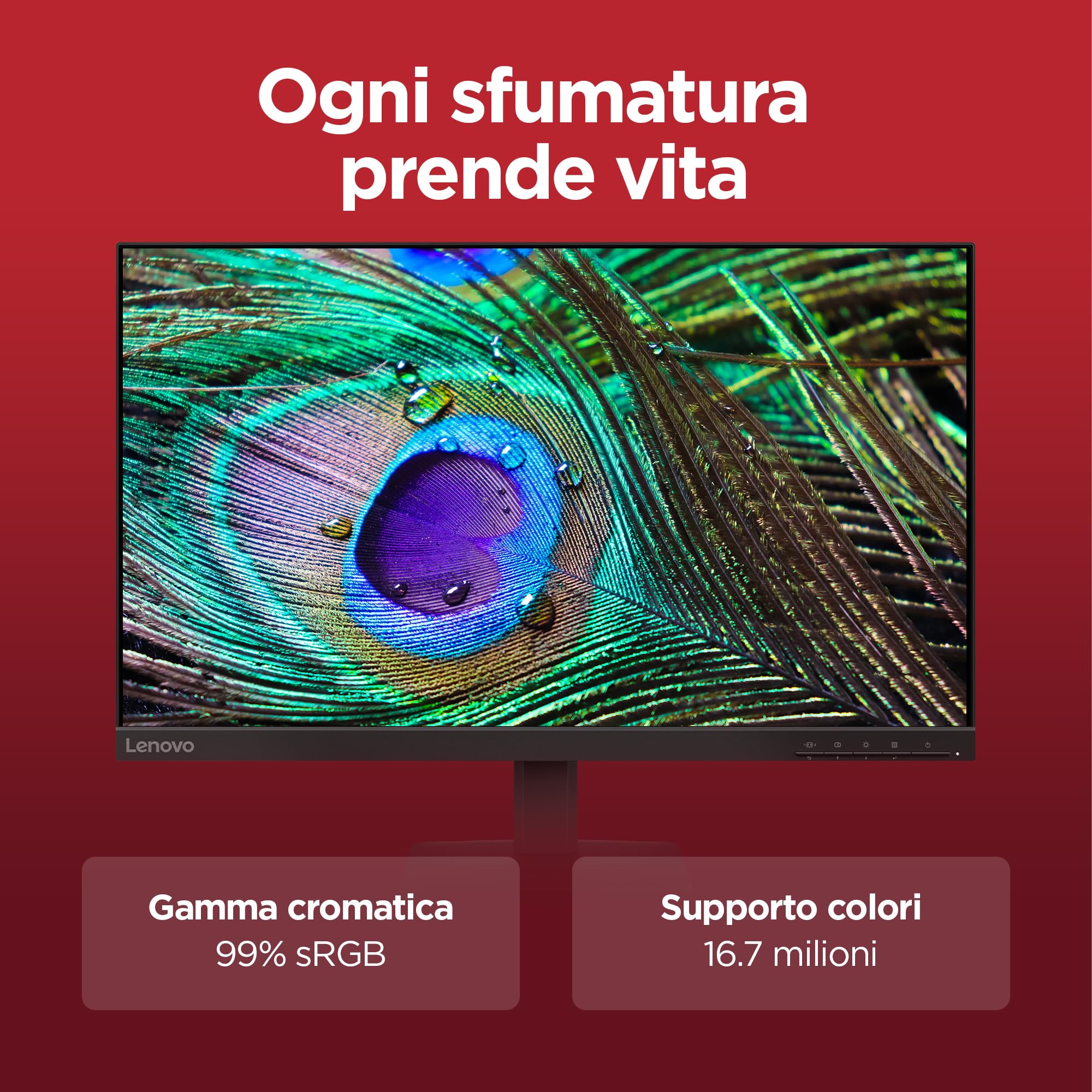 Lenovo L24‑41 24 Pollici Full HD IPS Monitor 100Hz Regolabile Eye Care HDMI VGA