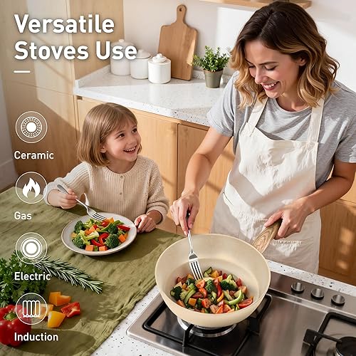 Miniatura 2 de Juego de ollas y sartenes DisDelight antiadherentes, juegos de utensilios de cocina de granito antiadherente para inducción, juego de cocina de