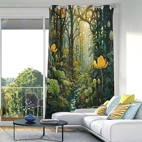 Miniatura 5 de Wonderland - Cortinas verdes para ventana de dormitorio, 84 pulgadas de largo, 84 pulgadas de largo, cortinas opacas para cafetería, 1 panel