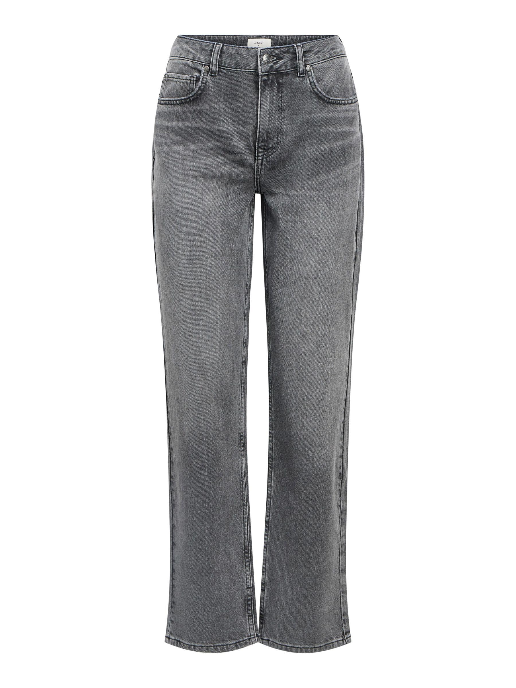 Object Women's Objsava Ellen Mw Straight Blk Jeans Noos, Medium Grey Denim, M