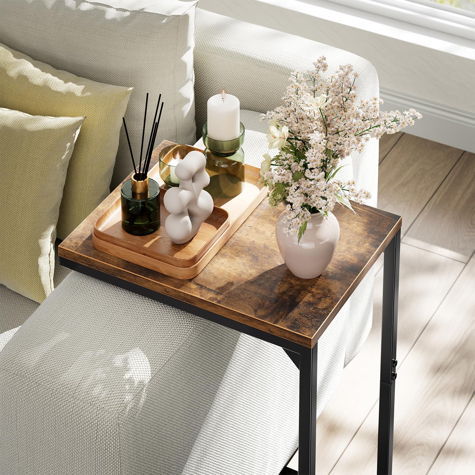 Best Couch Side Table Picks for 2026 4 Simple Trending C Shaped End Table, TV Tray for Couch, Small Side Table with Metal Frame, for Living Room Bedroom, Rusti — product photo