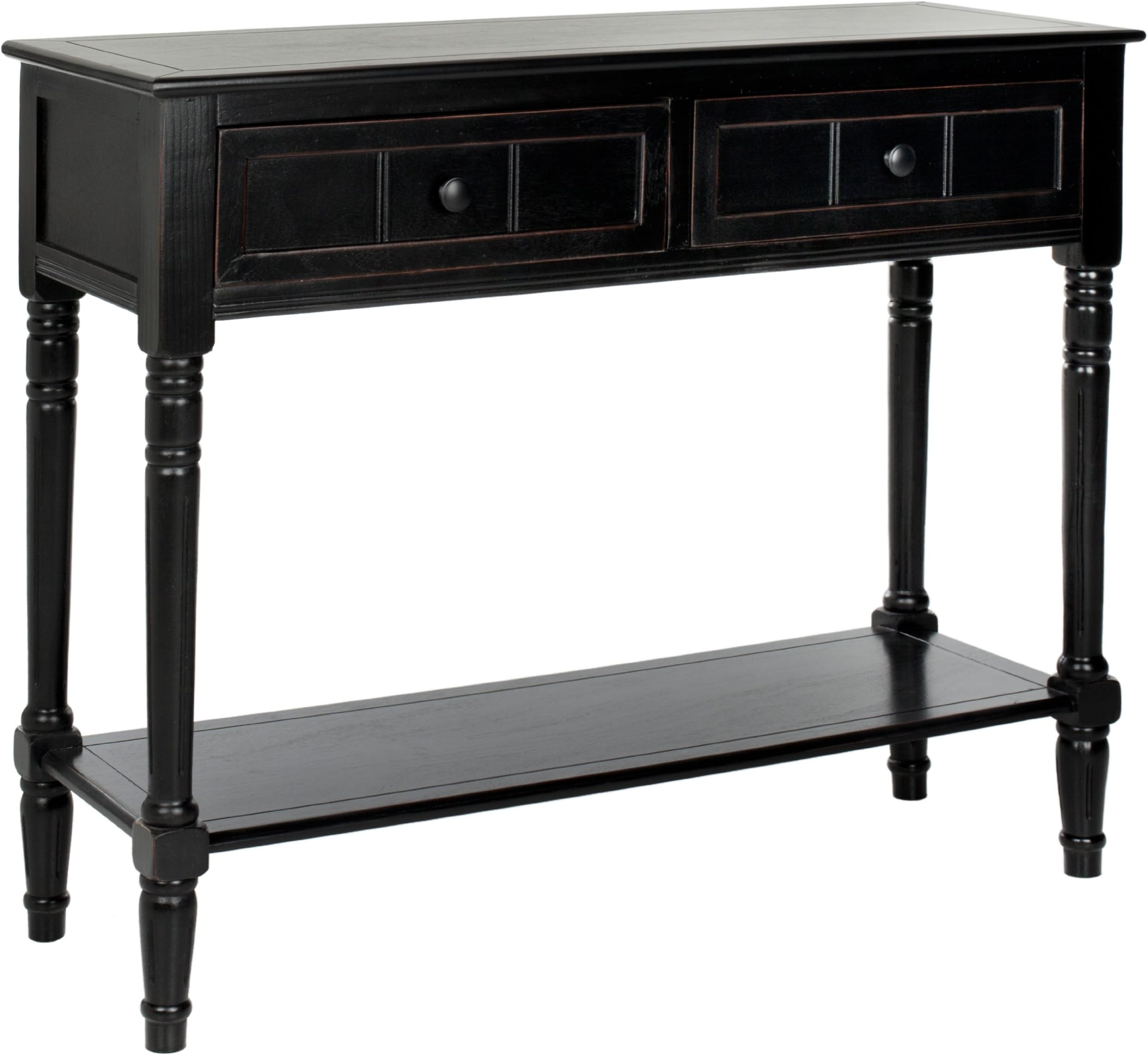 SAFAVIEH Home Collection - Samantha Entryway Console Table, Distressed Black 2-Drawer Storage Sofa Table (AMH5710B)