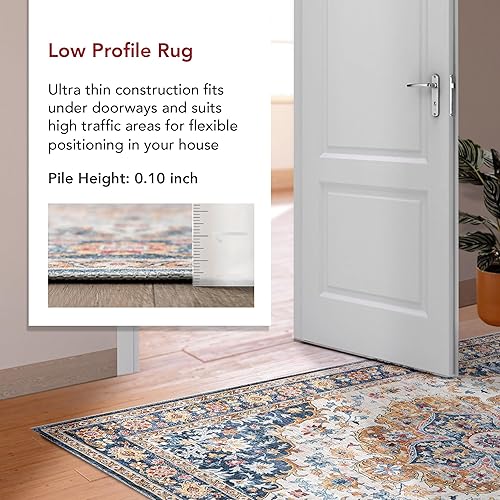 Miniatura 2 de nuLOOM EMI - Alfombra tradicional resistente a las manchas, lavable a máquina, 9 x 12 pies, color azul multicolor