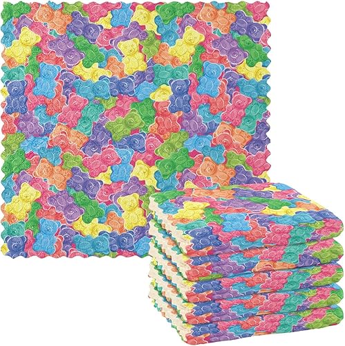 linqin Gummy Candies Quality Decor Home Kitchen Towels Fast Drying 6 Pack Car Cleaning Cloth Reusable for Restaurant Oven