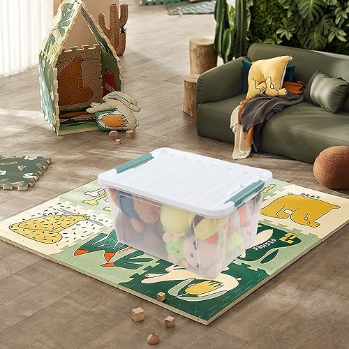 Miniatura 4 de Qskely Paquete de 6 cajas de almacenamiento de plástico de 35 L, caja de almacenamiento con tapa