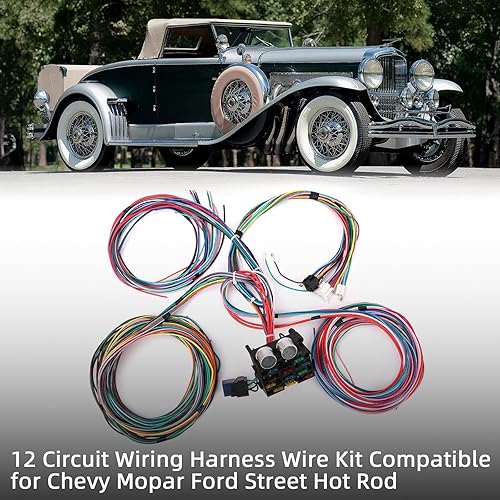 Miniatura 6 de Kit de arnés de cableado de 12 circuitos universal Street Muscle Car Hot Rod compatible con Ford Chevy GM Mopar Rod Rat Truck y más (nuevo arnés de