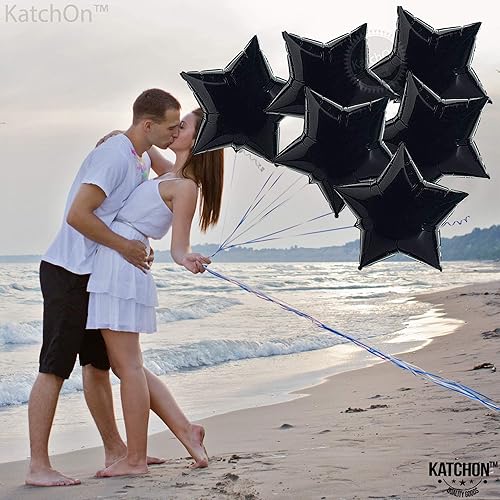Miniatura 8 de KatchOn, Globos de estrella negra, 18 pulgadas, paquete de 6, globos de Mylar negros para decoración de fiesta negra, globos de graduación, globos