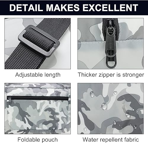 Miniatura 3 de HOLYLUCK Bolsa de viaje plegable para mujeres y hombres, ideal para gimnasio, Camuflaje ártico, Bolsa de viaje
