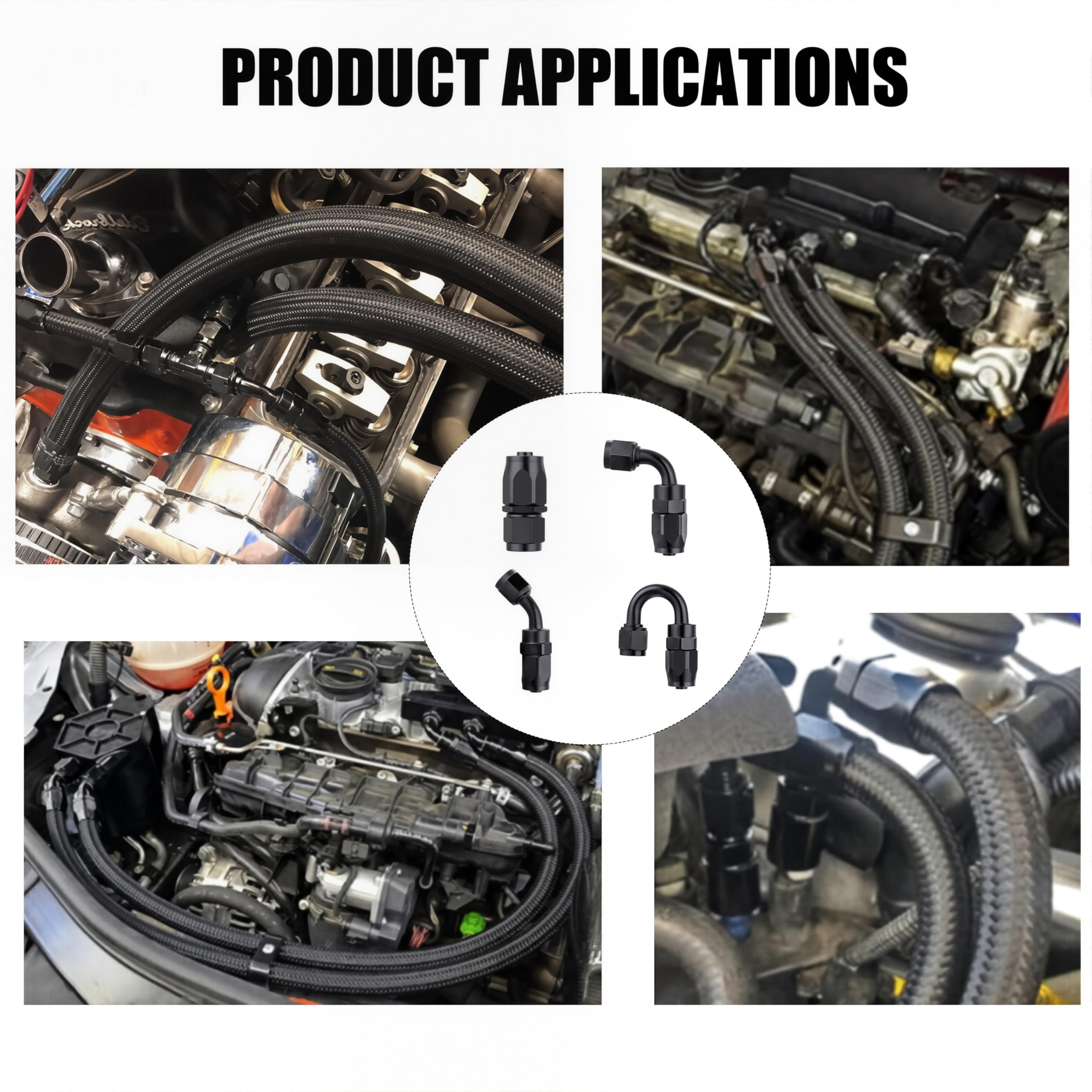 Letgoing 2 STKS 6AN Automotive Brandstofleiding Eindfittingen Oliekoeler Fittingen 90 ° Zwart Swivel voor CPE Gevlochten Brandstof Lijn