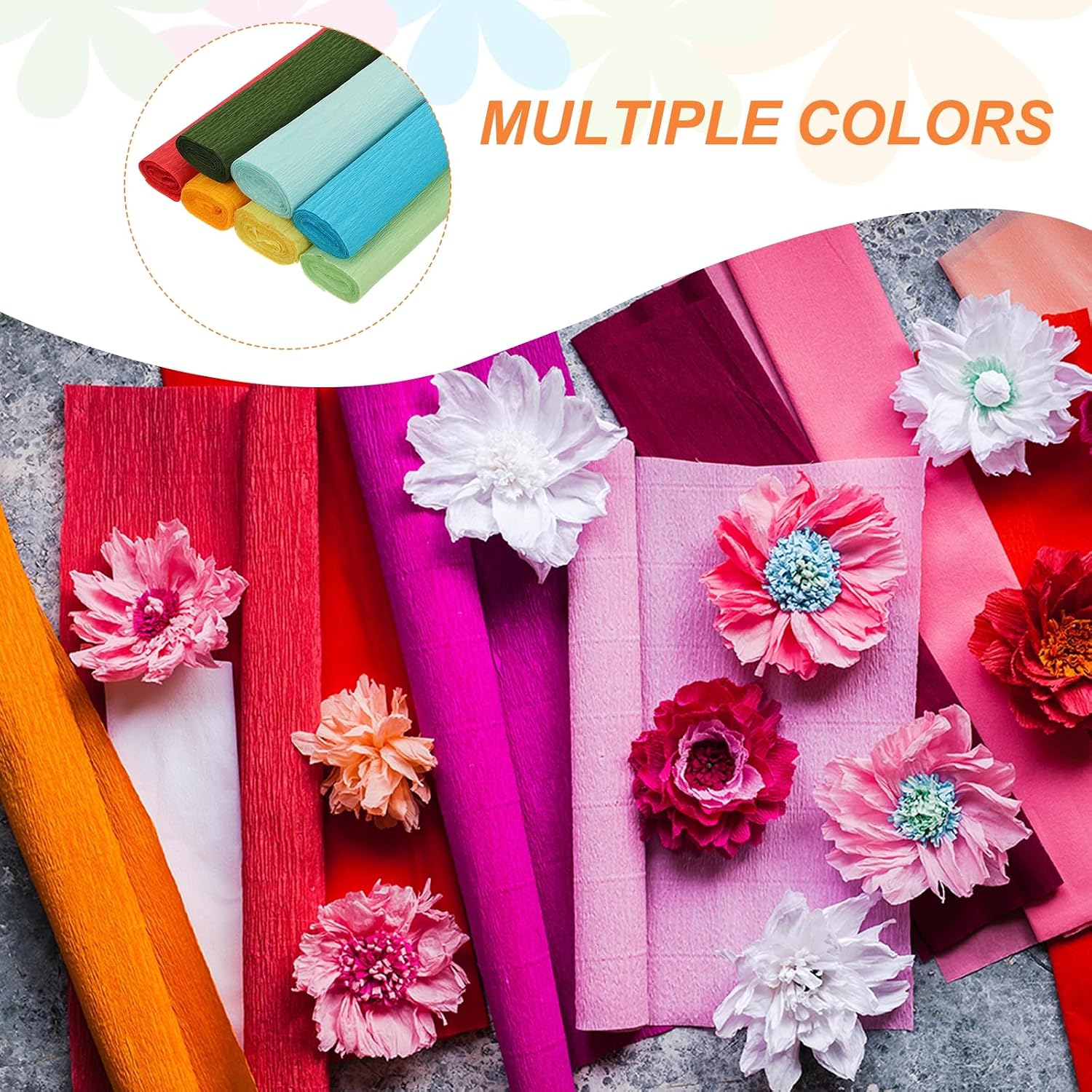 MECCANIXITY Crepe Paper 7.9ft Long 20" W Peach Red Crepe Paper Roll image 3