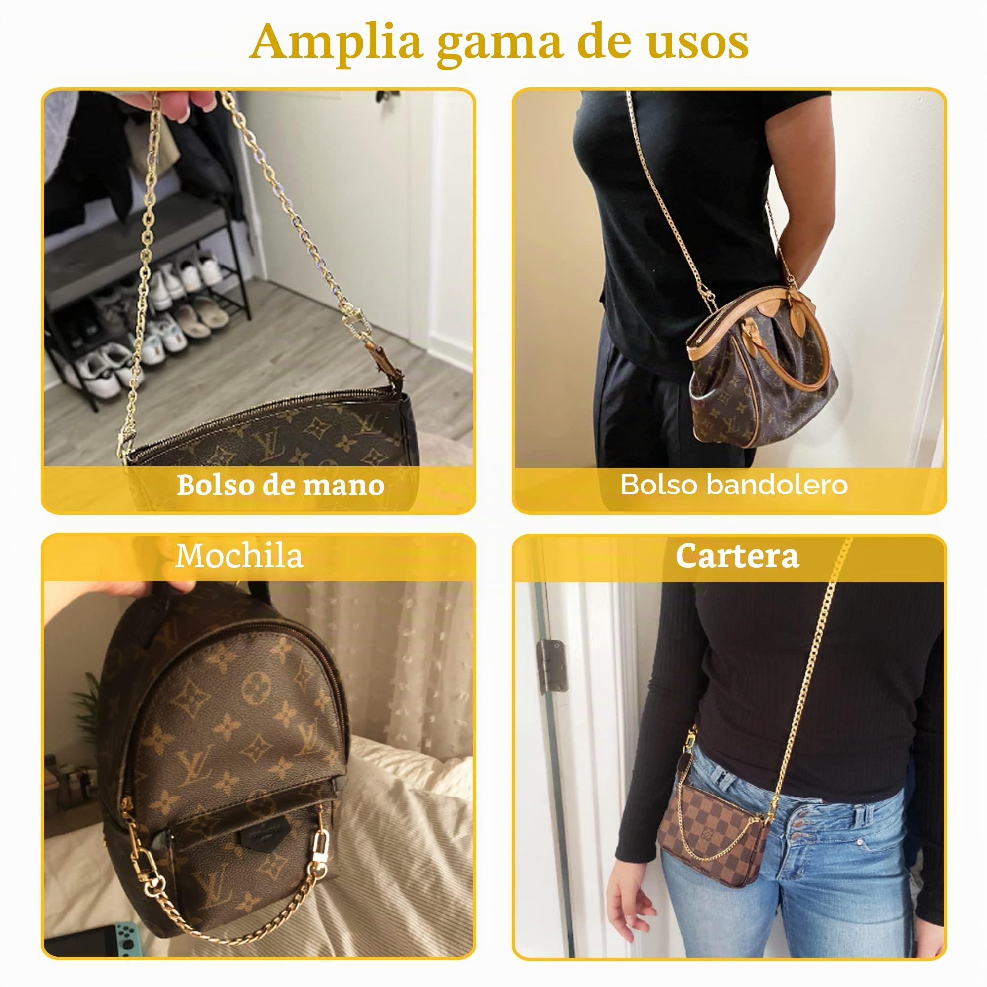 CiciIng Cadena para Bolsos de Oro, dorado, 60