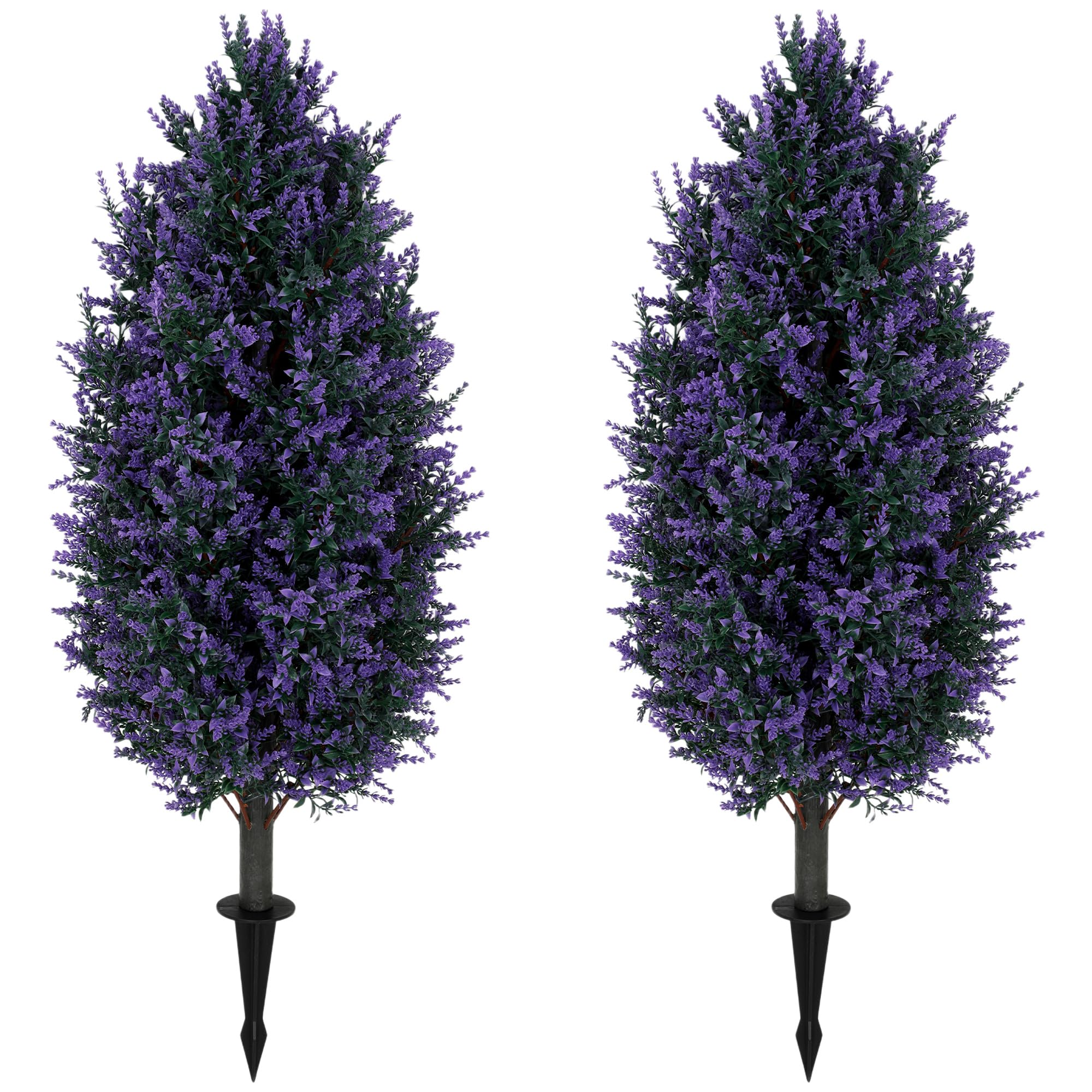 HOMCOM Set of 2 Artificial Lavender Flowers with Stakes for Indoor Outdoor