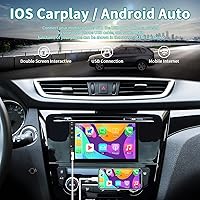 Vista 2 de Double Din Car Stereo with 7 Inch Touchscreen, Radio Audio Receiver, Compatible with Wired Apple CarPlay & Android Auto, Mirror Link Support