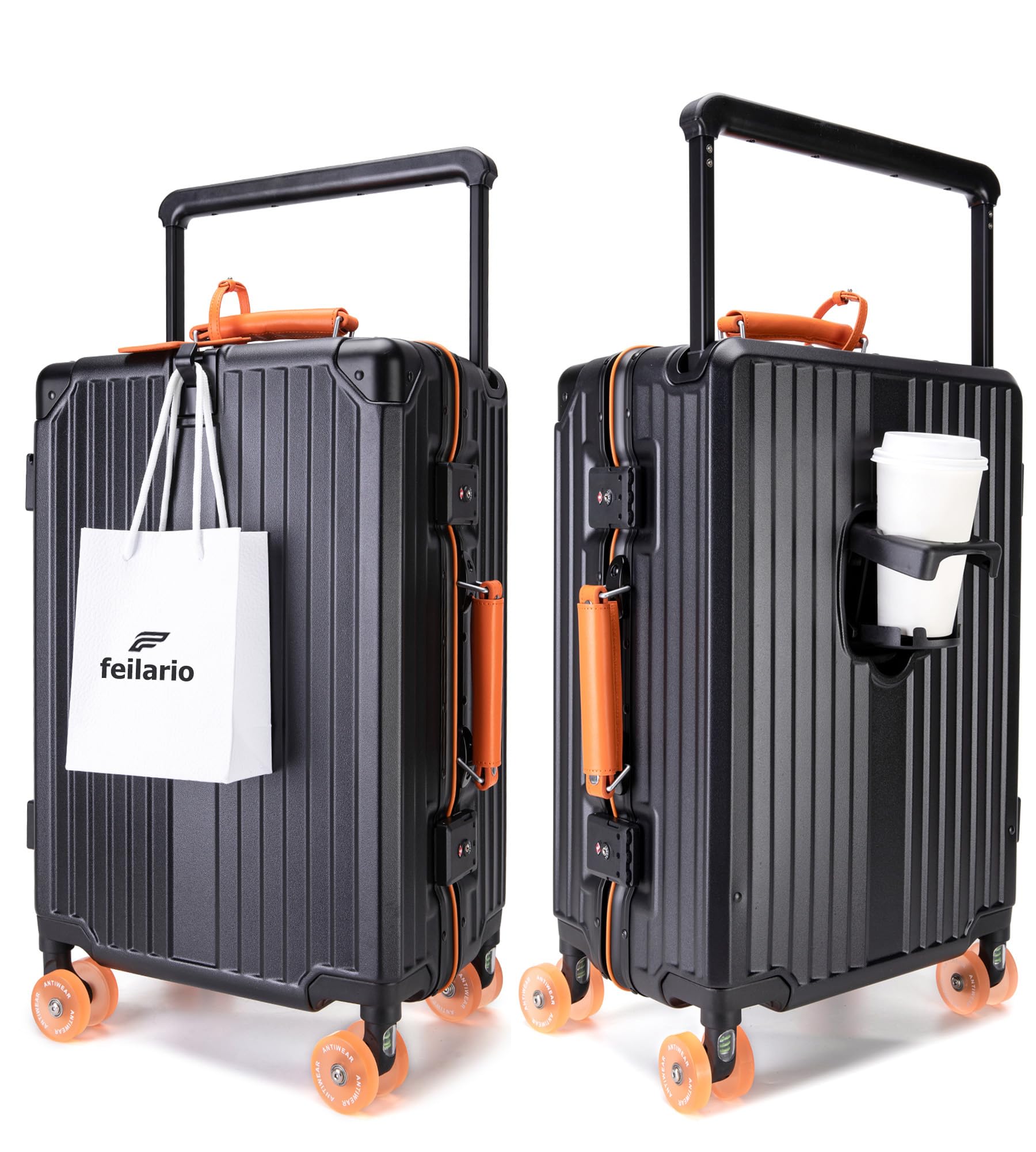 feilario PC Carry On Luggage, Aluminum Frame Wide Handle, TSA Lock