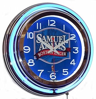 Samuel Adams Boston Lager Beer Logo Blue Double Neon Advertising Clock