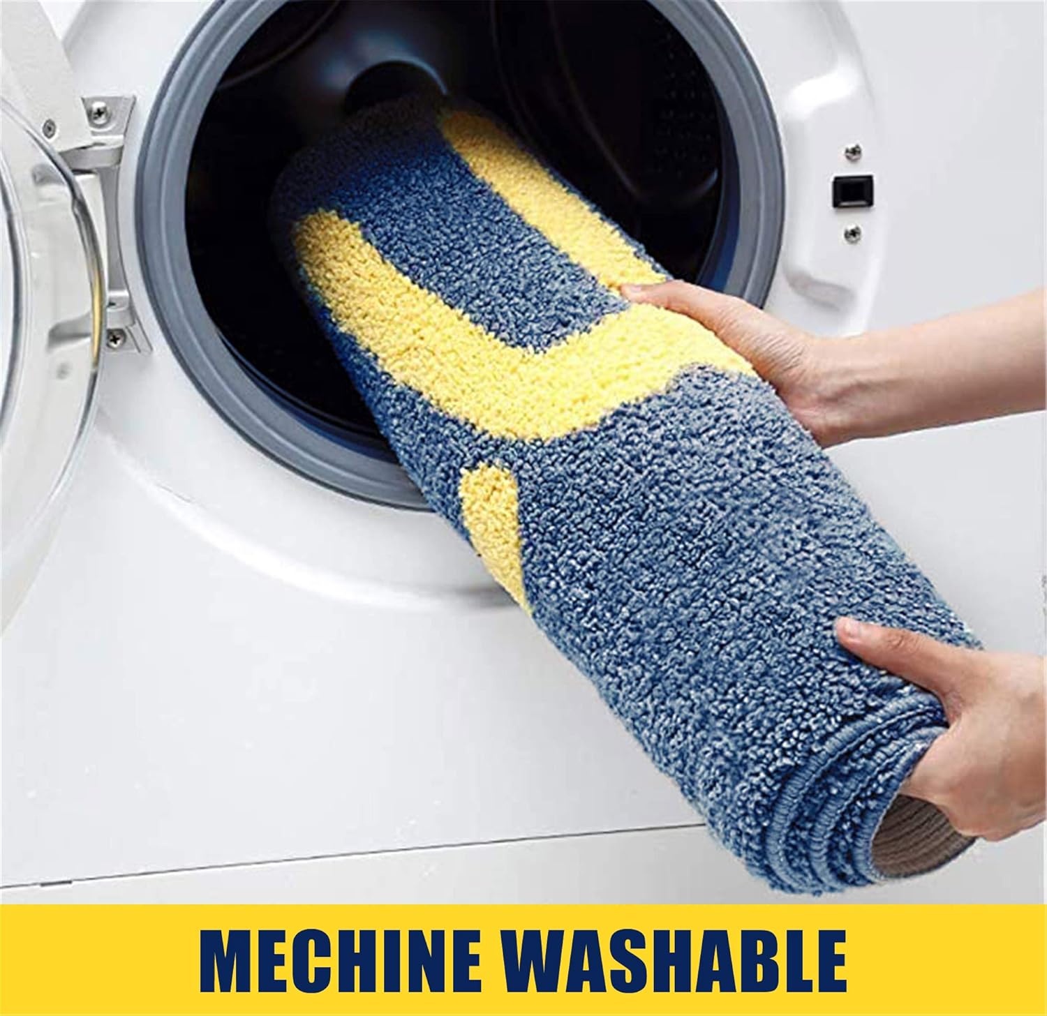 Bath Rugs Non Slip Washable Cute Navy Blue Bathroom Mats,Extra Soft Microfiber Water Absorbent Shower Toilet Set for Bathroom,Kids,Indoor-20 x32/50x80cm