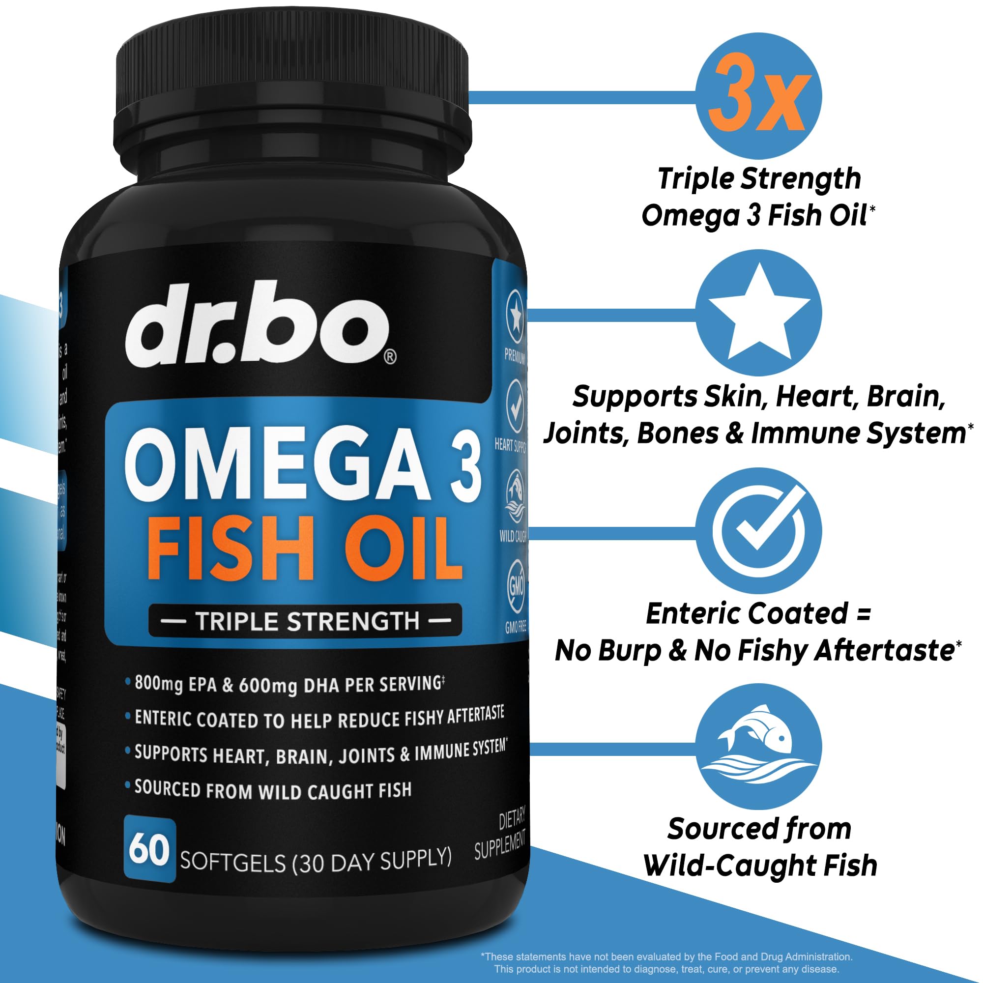Omega 3 Fish Oil Supplements - Triple Strength Fish Oil Omega 3 Supplements 2000mg EPA DHA Women Men - Triple Strength Natural Omega3 Supplement 2000mg EPA DHA Fatty Acids 1000mg Burpless 60 Softgels — Amazon image 2