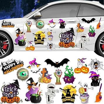 Halloween Magnets Decorations 16PCS, Cute Holiday Stickers for Car Fridge
