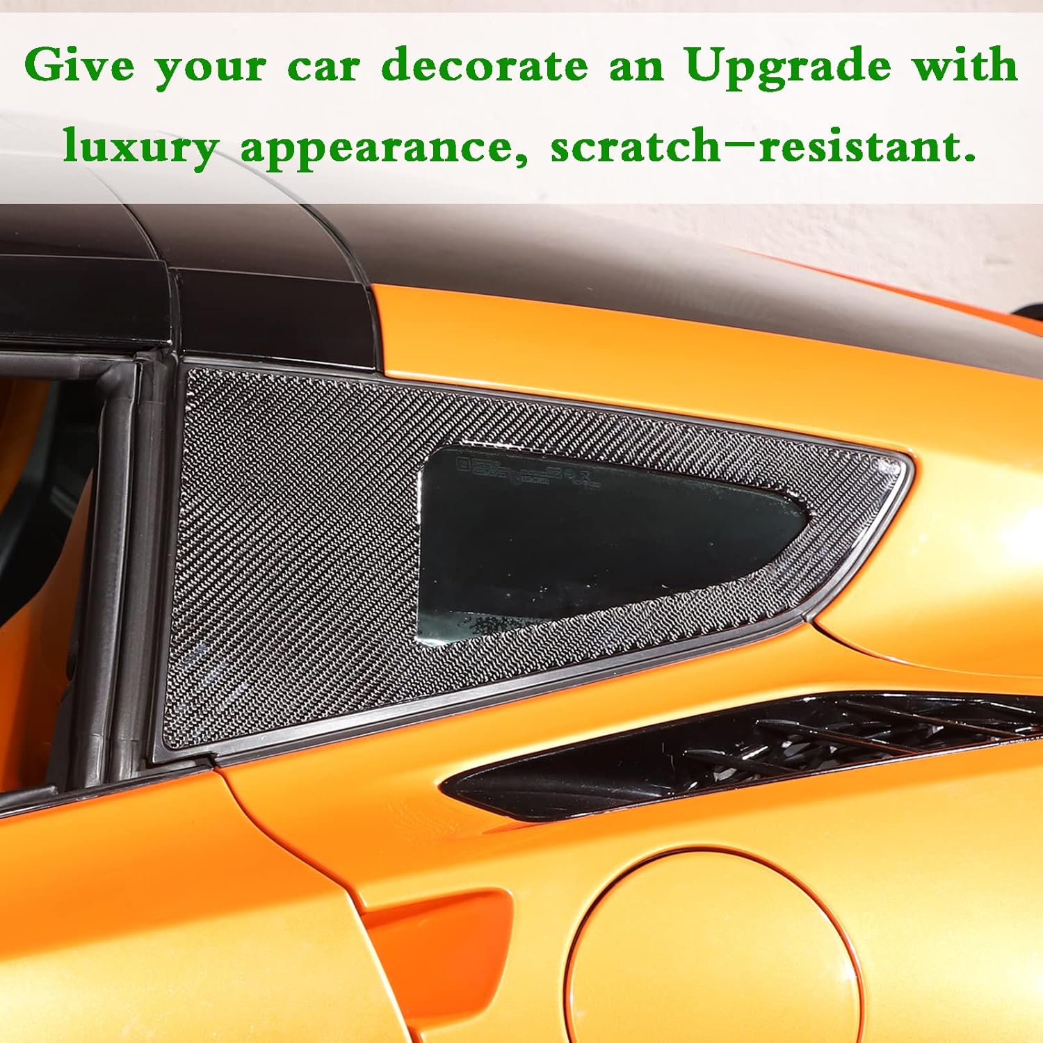 LLKUANG Rear Triangular Glass Window Decorative Frame Compatible with Chevrolet Corvette C7 2014-2019,Soft Carbon Fiber Rear Side Window Through Modification Accessories-2PCS