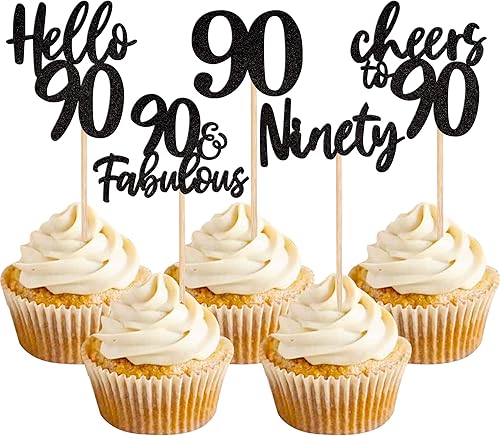 Vista 211 de 30 piezas de decoración negra para cupcakes de cumpleaños número 15 con purpurina de quince Hello 15 para cupcakes Mis membrillo a 15 años