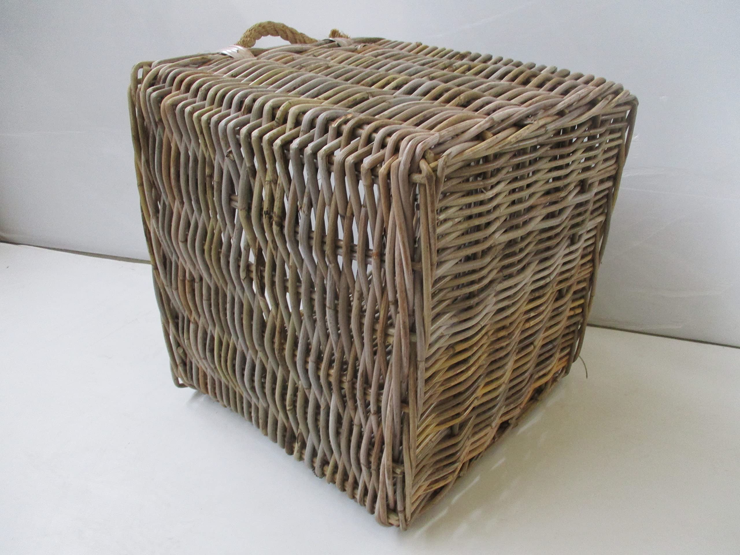 cesto porta legna vimini in giunco cm 51x51x47 h con manici cm 49 molto robusto porta biancheria pellet camino