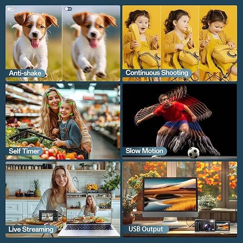 Vista 6 de Cámara digital 4K para fotografía – Autofocus 48MP Vlogging Cámara para YouTube con pantalla abatible de 180° de 3 pulgadas – Zoom digital 16X