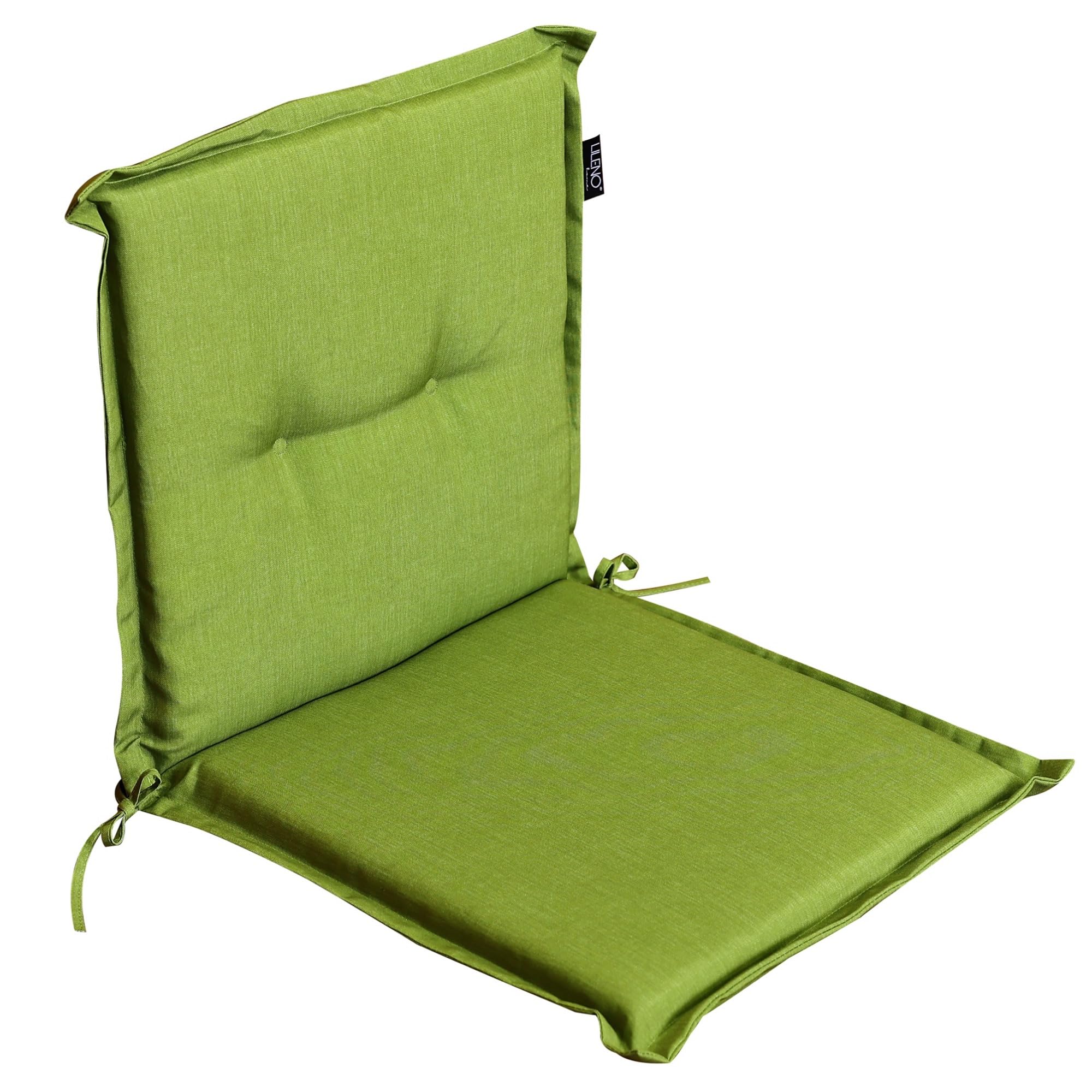 LILENO HOME Garden Chair Cushions in Apple Green Plain [Set of 1 - Low-Back] - Comfortable Loungers as Seat Cushions for Garden Furniture - Chair Cushion for Garden Chairs and Folding Chairs — image 1