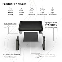Vista 3 de Tinamo Bandeja de brazo de sofá de acacia, mesa rectangular para reposabrazos de sofá, accesorios de sofá, organizador para sillón, bandeja con clip