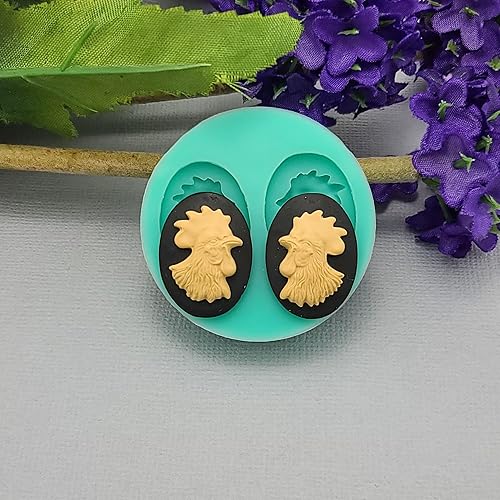 FS Brand Silicon Rooster 2 Cameos flexibles para manualidades, joyería, resina, álbumes de recortes, arcilla polimérica