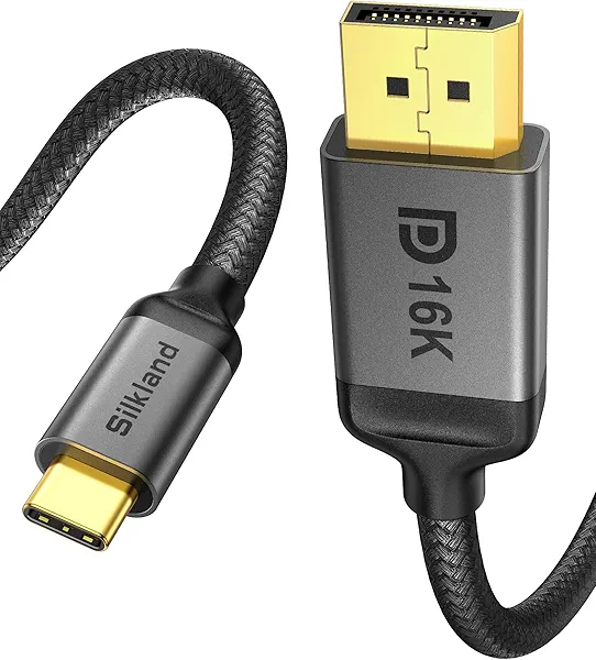 Silkland VESA Certified USB C to DisplayPort 2.1 Cable [16K HDR, 8K@120Hz, 4K@240Hz], Unidirectional Thunderbolt 4/3 to DisplayPort 40Gbps, USBC to DP Compatible for MacBook, Odyssey G8/G9, XPS, 6.6FT