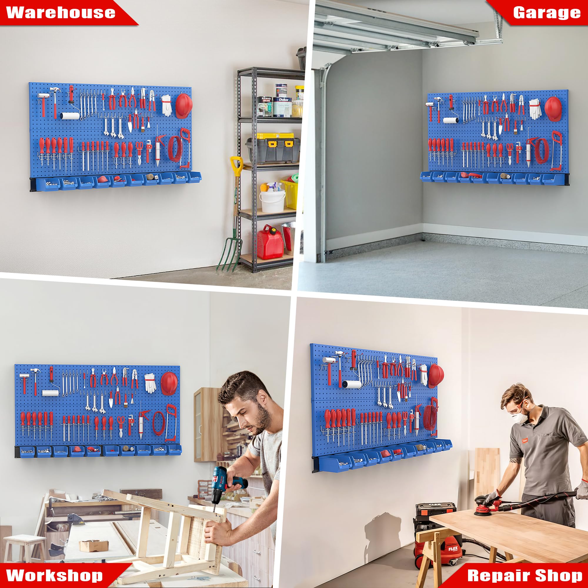 Ultrawall Pegboard Wall Organizer, Blue Metal Peg Board