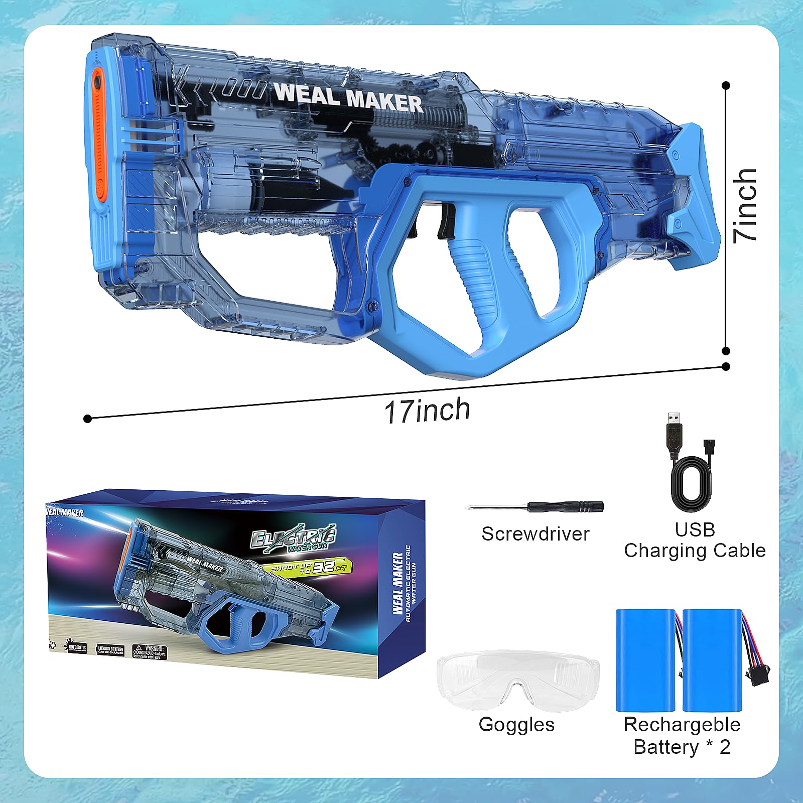 Potente Pistola de Agua Eléctrica, Resistente al Agua IP67 para Adultos y Niños, Pistolas de Agua y Rifles Automáticos, Alcance de 8 a 10M, Pistolas de Agua para Playa, Piscina, Jardín(Rojo Azul Potente Pistola de Agua Eléctrica, Resistente al Agua IP67 para Adultos y Niños, Pistolas de Agua y Rifles Automáticos, Alcance de 8 a 10M, Pistolas de Agua para Playa, Piscina, Jardín(Rojo Azul