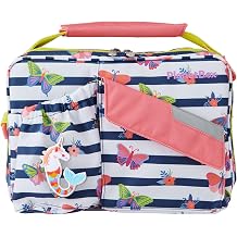 PlanetBox Insulated Lunch Bag with Fun Patch Butterfly Edition Carry Bag with Pockets for Water Bottle and Snacks Durable, Easy to Clean, and BPA Also includes Memicorn Patch