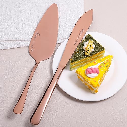 Miniatura 4 de Juego de cuchillo y servidor para pastel de boda, juego de corte de pastel para boda, juego de servir pastel de regalo, para bodas, fiestas de