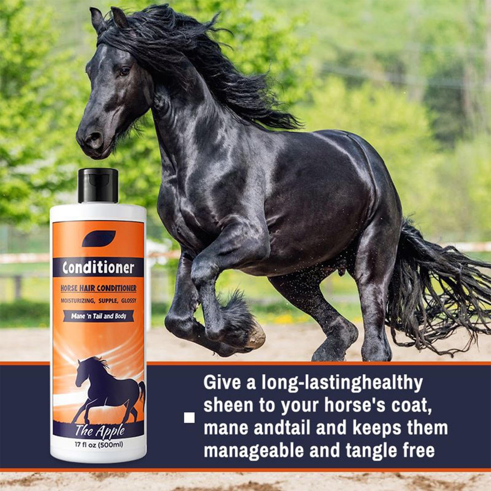 Champú para caballos, acondicionador de melena y popa, 500 ml de melena y cola natural, limpiador de abrigo, accesorios para el cuidado de caballos, añadir brillo, desenredar, eliminar la