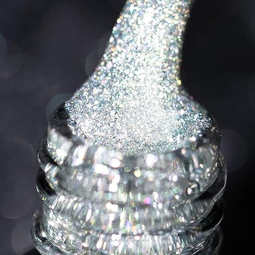 BURANO Esmalte de uñas de gel reflectante, esmalte de gel reflectante con purpurina de diamante de 0.2 fl oz, esmalte de gel de color brillante para