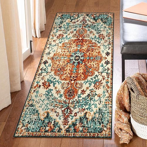 Wonnitar Alfombra bohemia para baño, 2 x 4.3 pulgadas, alfombra bohemia de cocina, tapete lavable para cuarto de servicio, camino de entrada,