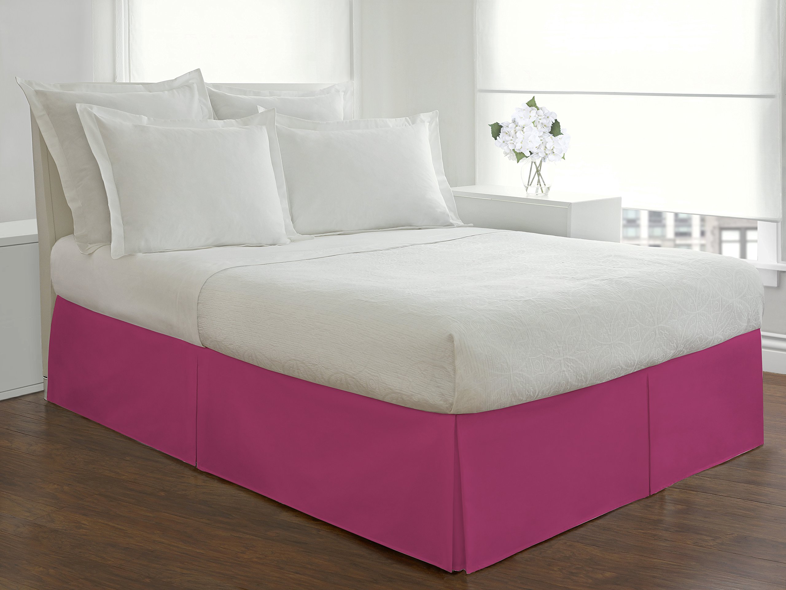 Jupe De Lit 35,6 Cm Lux Hotel - Microfibre Polyester - Style Plissé - Cache-Sommier Complet Chocolat
