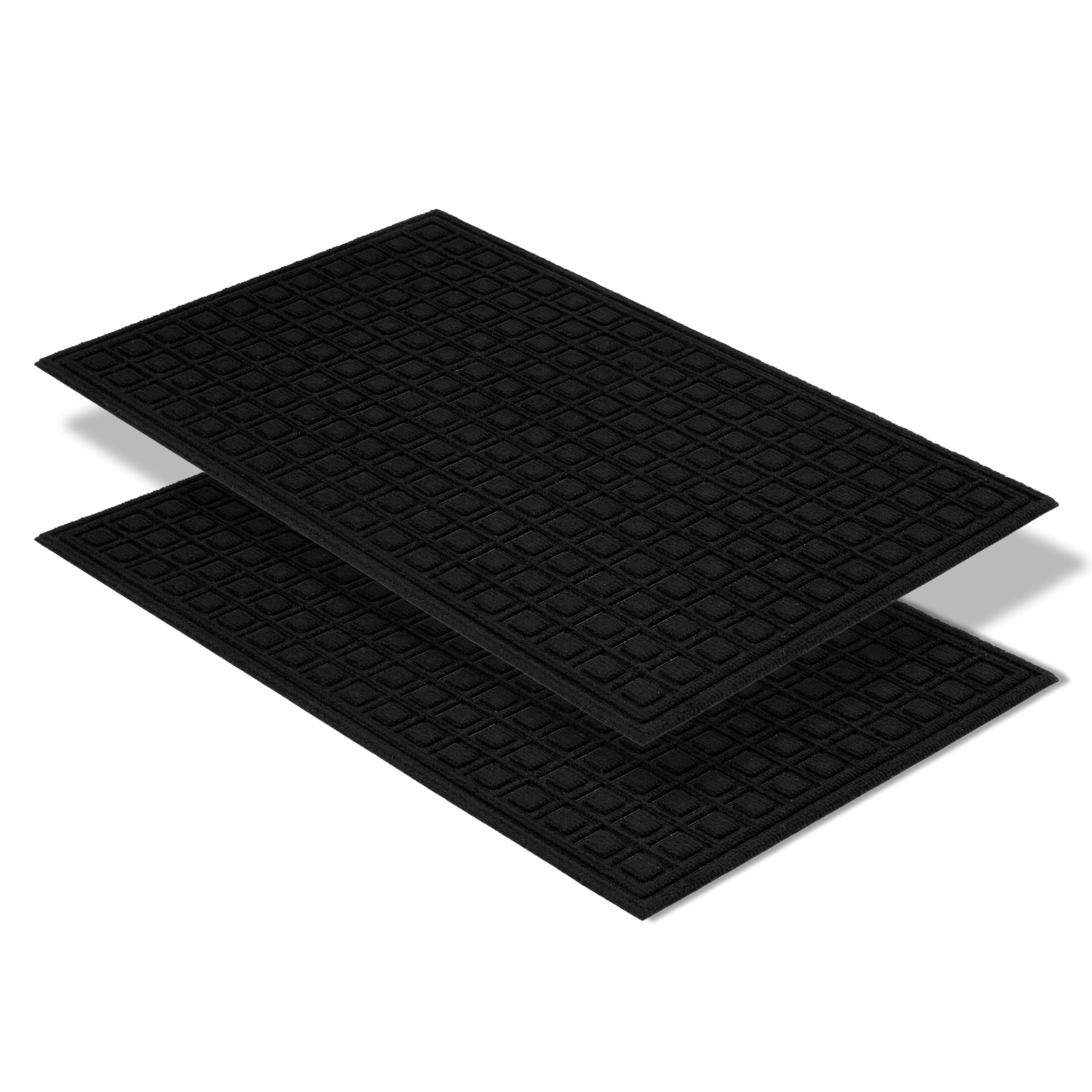 Astra Paillasson extérieur antidérapant - Tapis de propreté résistant aux intempéries - Paillasson extérieur Anti-salissures pour l'entrée - Lot de 2 45 x 75cm - Boîte Noire