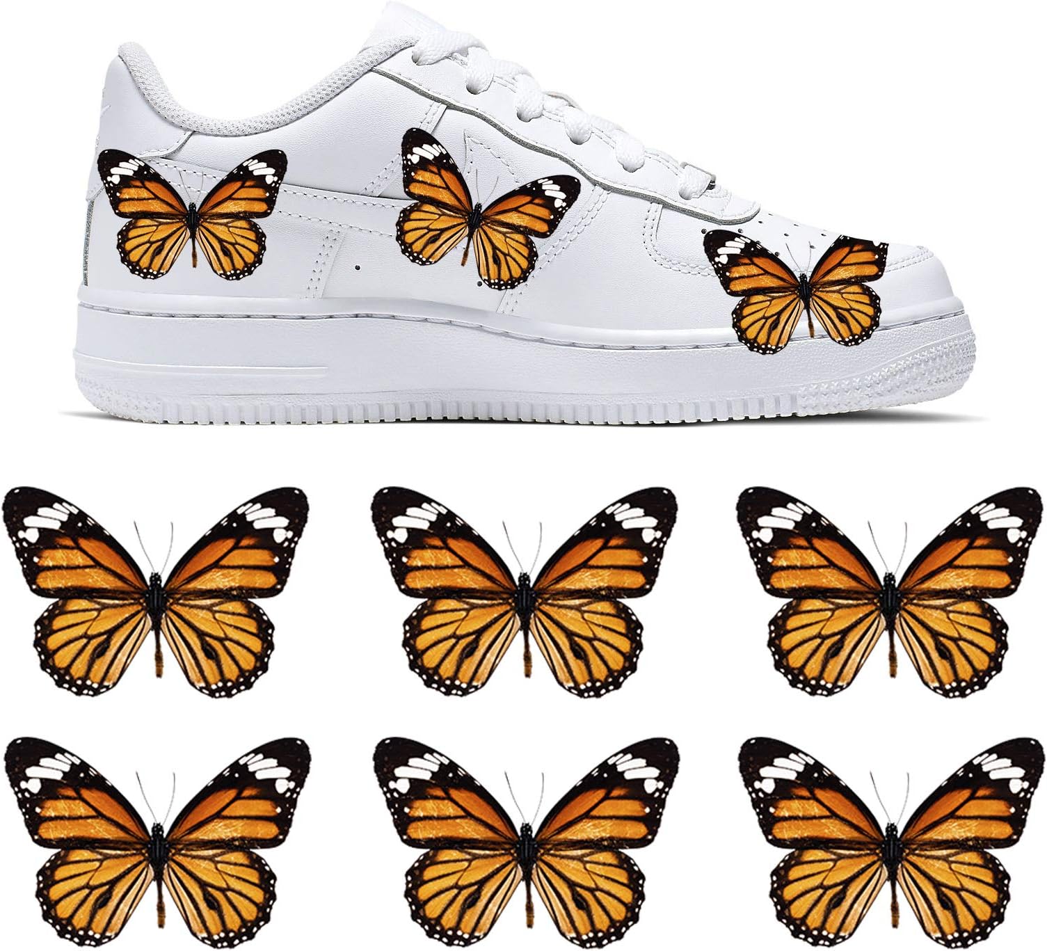 White air force ones with blue butterflies Clearance