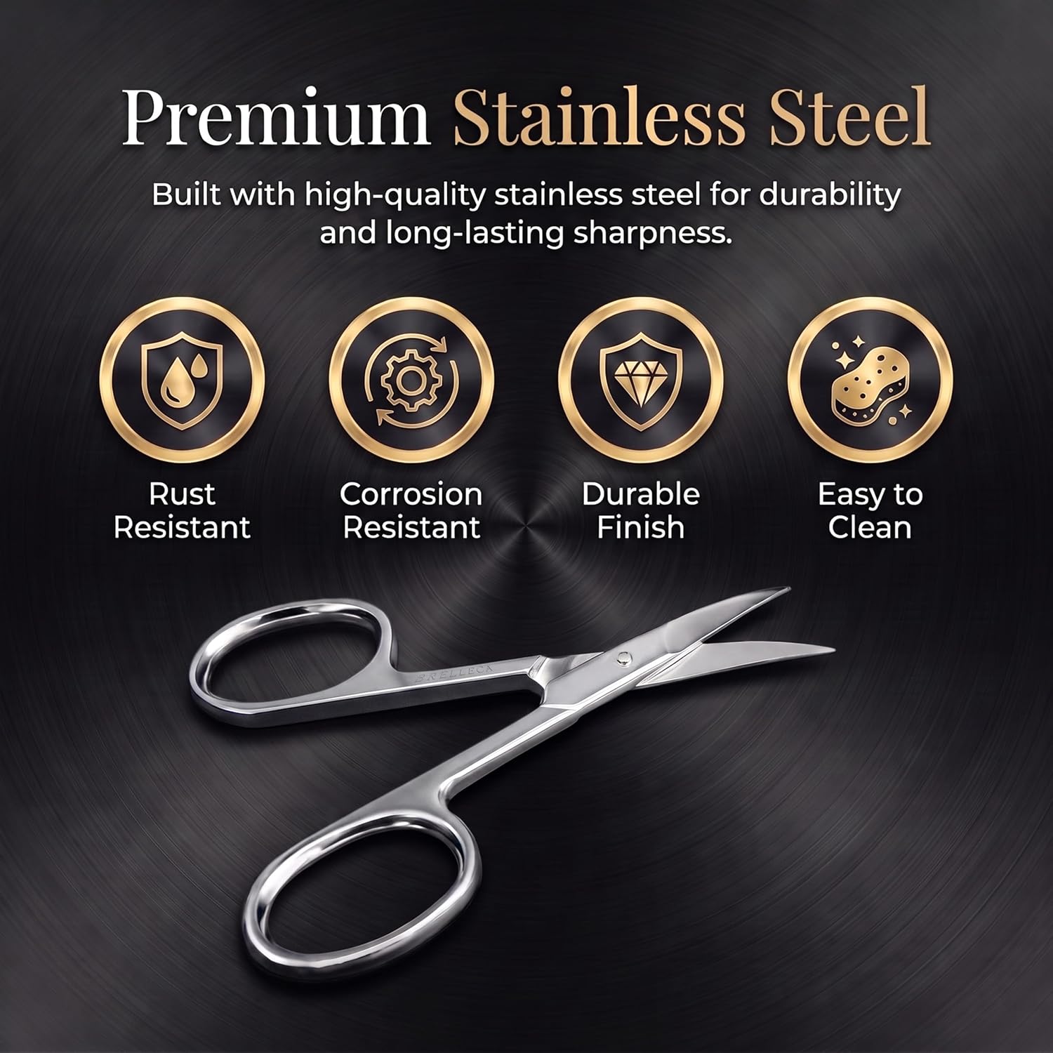 Cuticle Scissors, 3.5 Inch Curved Stainless Steel Manicure Scissors for Nails, Dry Skin, Eyebrows & Facial Grooming