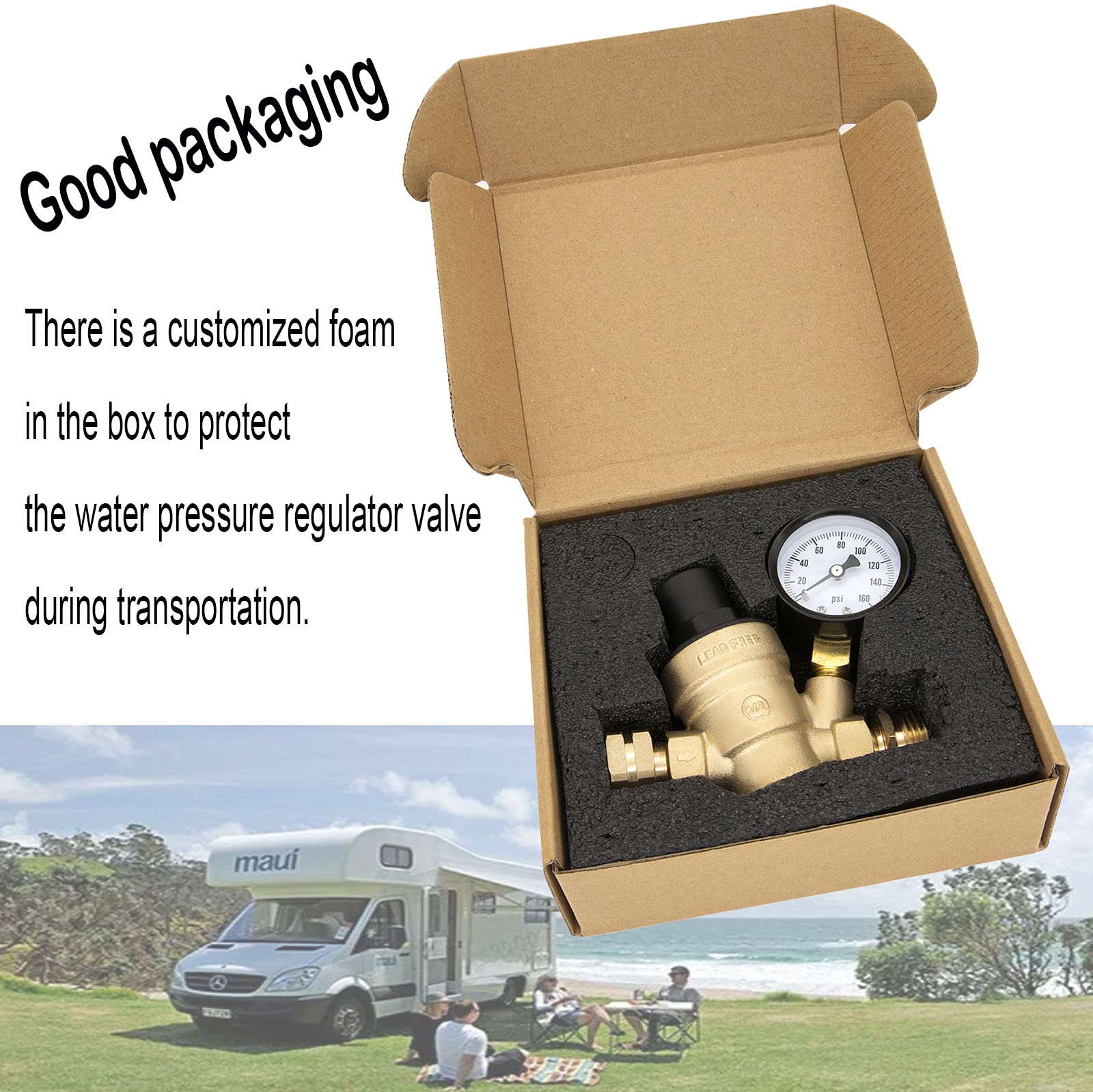 Chapou 2 Pieces RV Water Pressure Regulator With Gauge And Filter Hand - View #7
