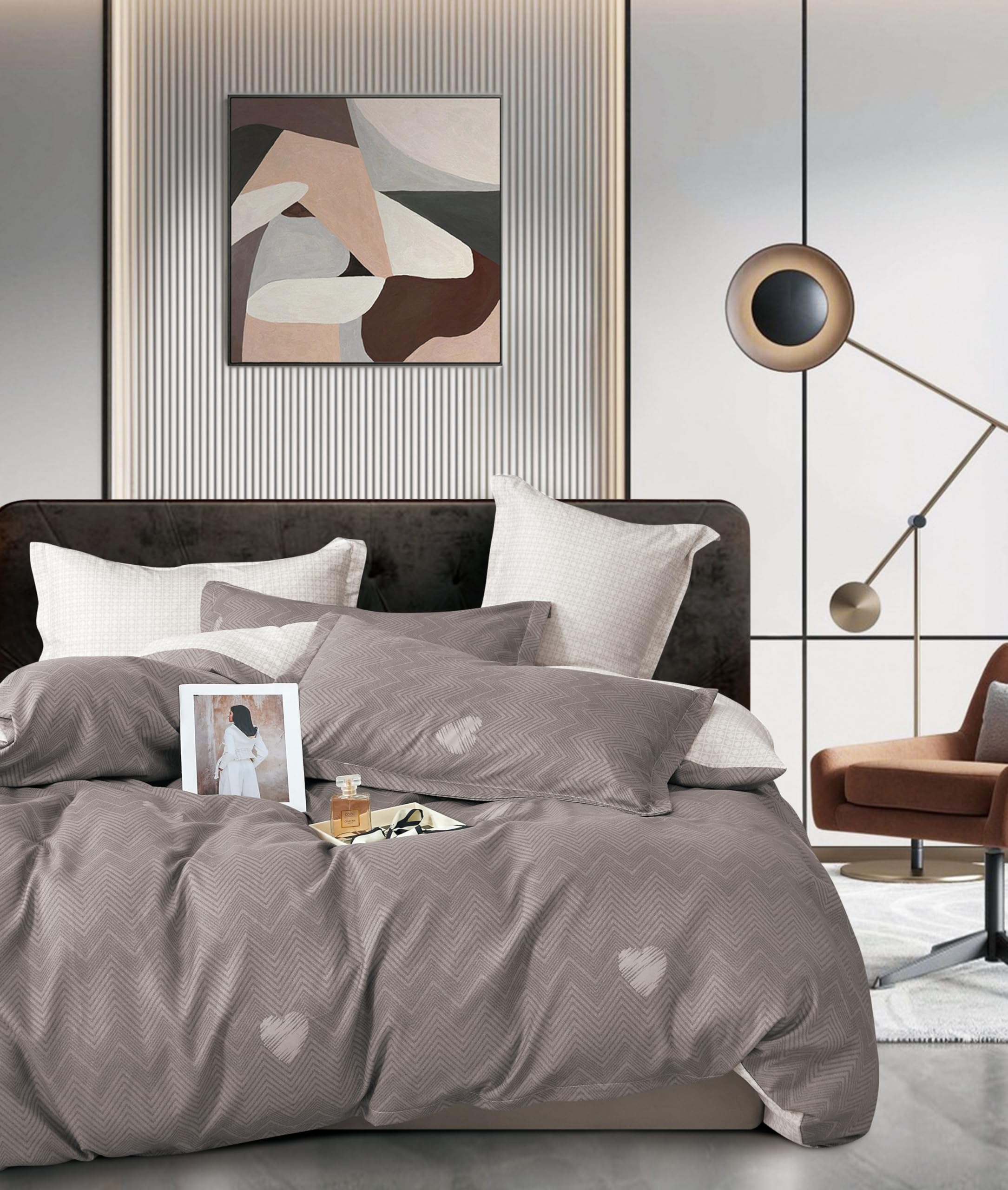 DRAP HOUSE - Juego de cama para adultos, 220 x 240 cm, 2 fundas de almohada de 65 x 65 cm, funda nórdica de algodón suave, cierre de cremallera, para cama de 2 personas