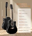 Vangoa 12 String Guitar, Twelve String Acoustic Electric Cutaway Guitarr Bundle for Beginner Adults, Teens, Spruce Top, Bone Nut, Upgraded Starter Kit, Black Matte