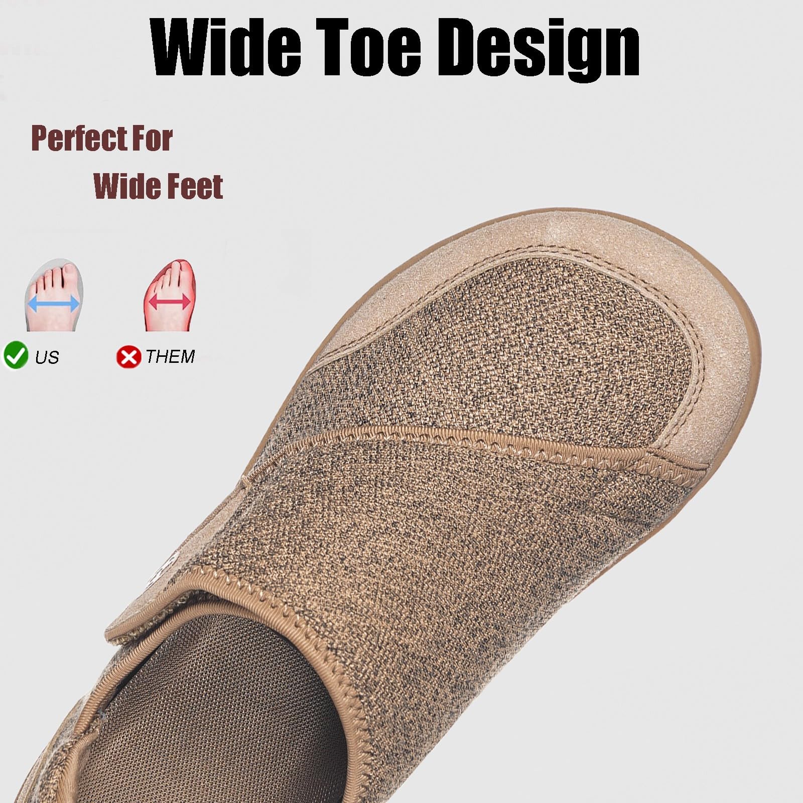Zapatos Diabéticos para Hombre Mujer Zapatillas de Estar por Casa Extra Ancho Antideslizantes Ajustable Cómodo Respirable Artritis Edema Ortopédica Zapatos Aliviar el Dolor de Pies