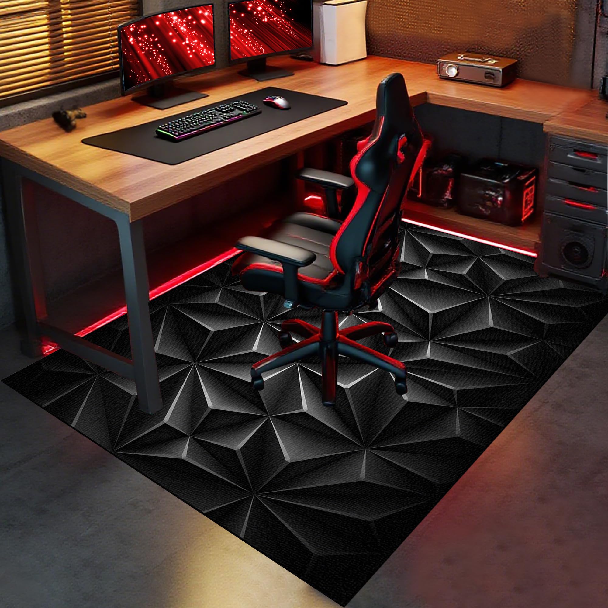 Gaming Stuhlmatten rutschfest 120 x 130 cm Bodenschutzmatte Bürostuhl Unterlage für Hartböden Kratzfest Bodenmatte Bürostuhlunterlage Unterlage Schreibtischstuhl für Schlafzimmer Wohnzimmer und Büro