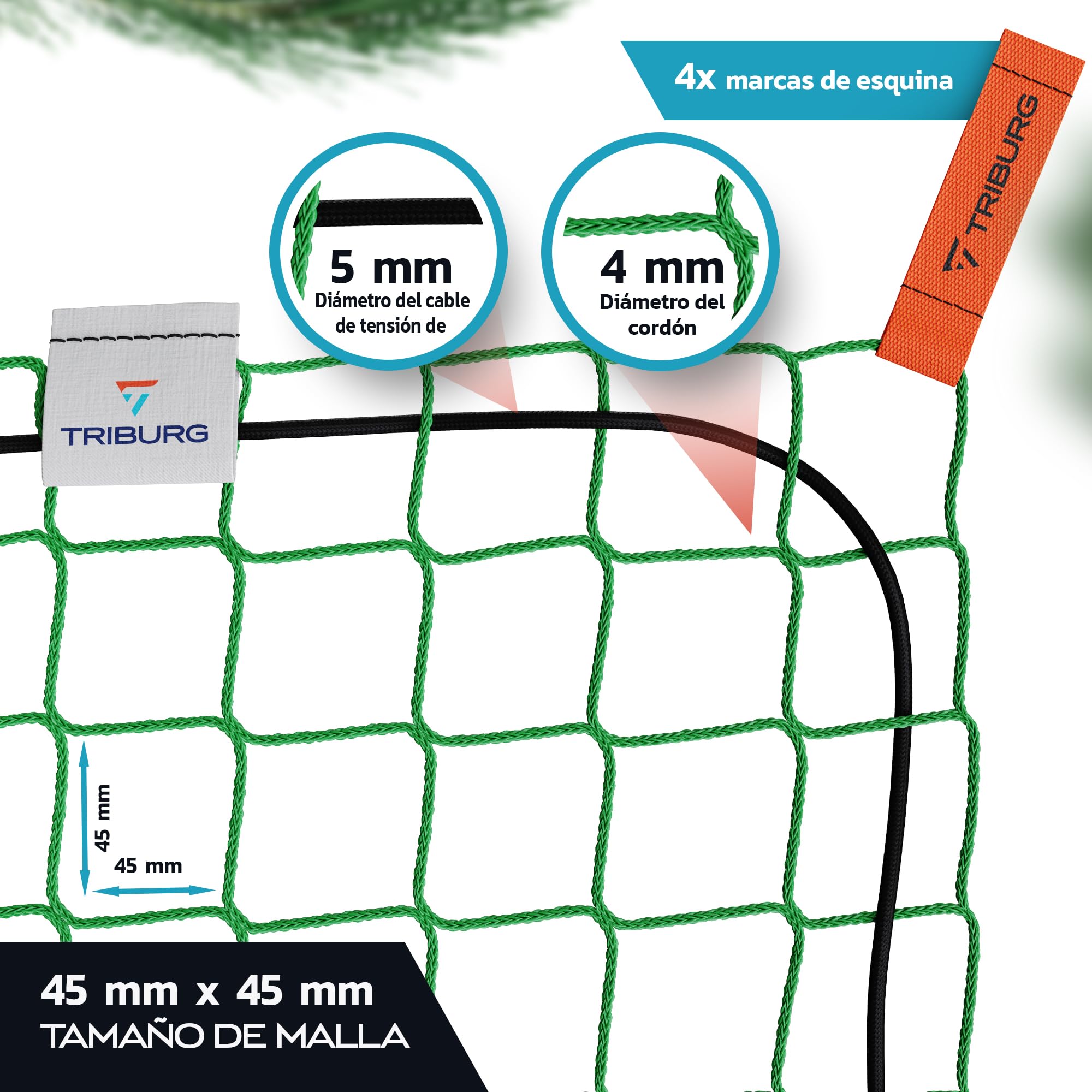 Red para Remolques TRIBURG 1x2 Con Marcas en Las Esquinas - Cuerda Elástica para Sujeción Óptima de la Carga
