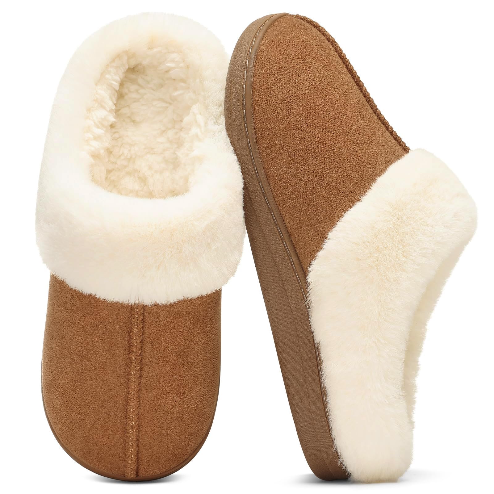 Evshine Women's Memory Foam Fuzzy Slippers Cozy House Shoes