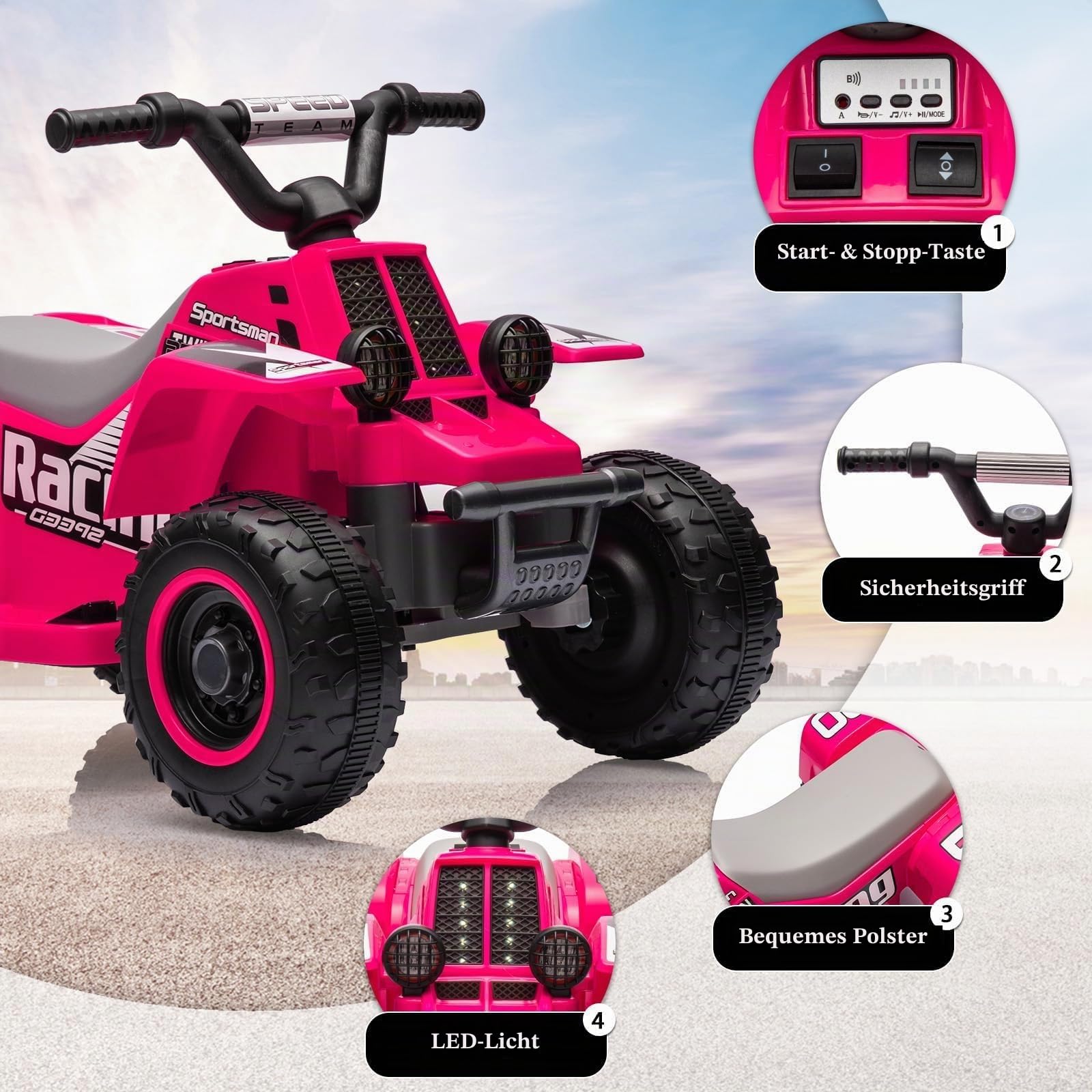 Garvee Kinder Quad Elektro 6V, Kinderquad mit Vorwärts-, Rückwärtsfunktion